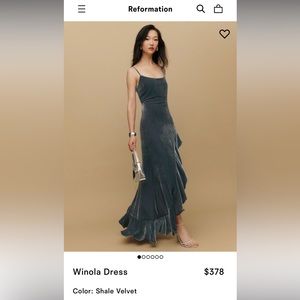 Reformation “Winola” dress - Shale Grey (velvet)